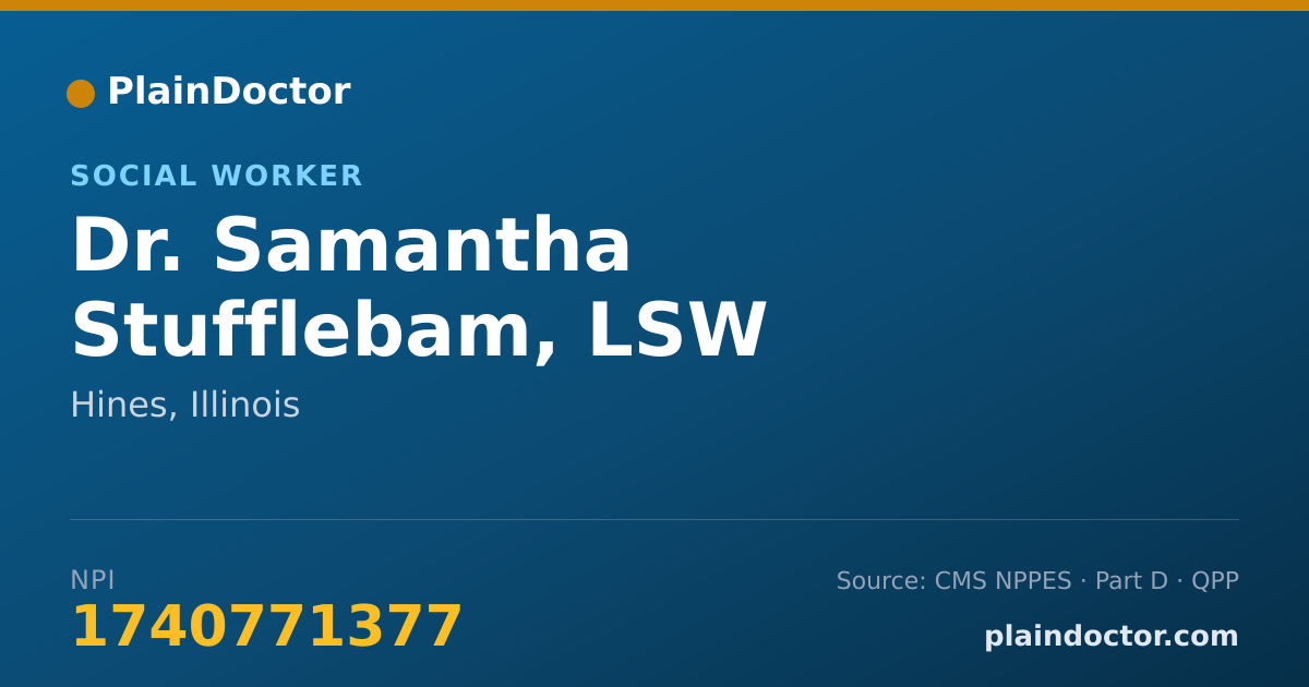 Shareable card for Samantha Stufflebam, LSW - Social Worker, Hines, IL
