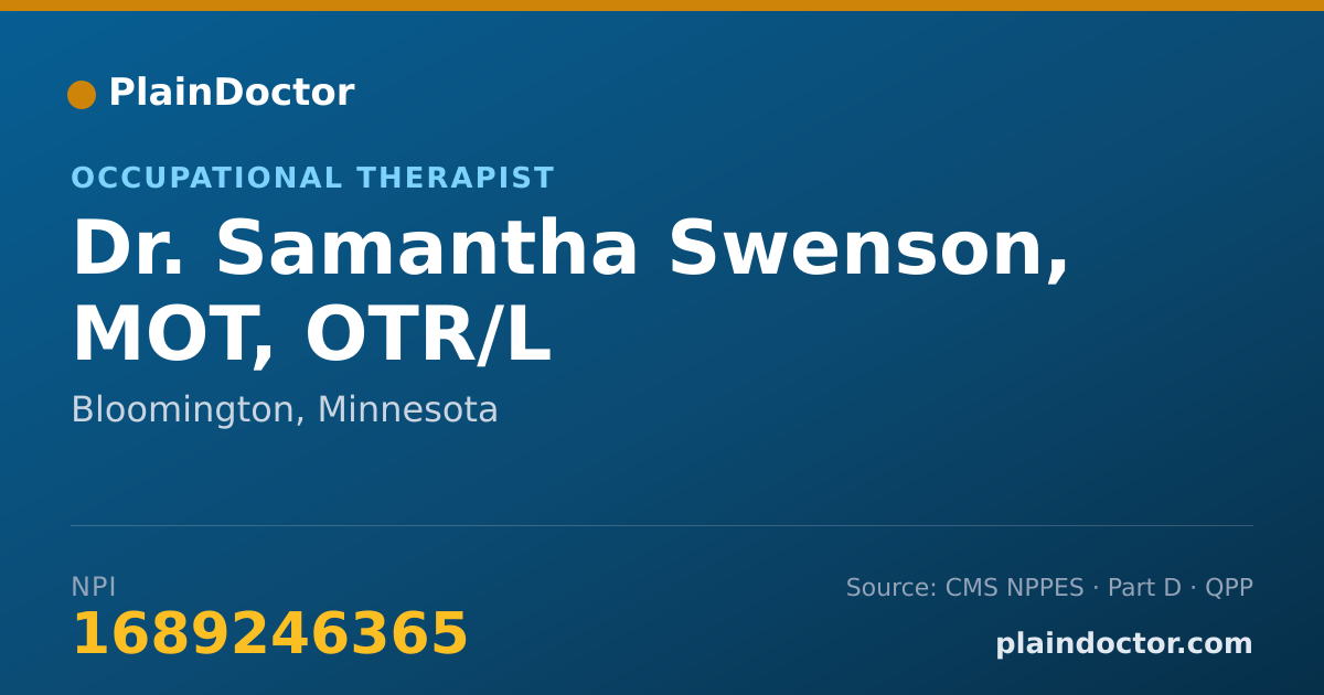 Shareable card for Samantha Swenson, MOT, OTR/L - Occupational Therapist, Bloomington, MN