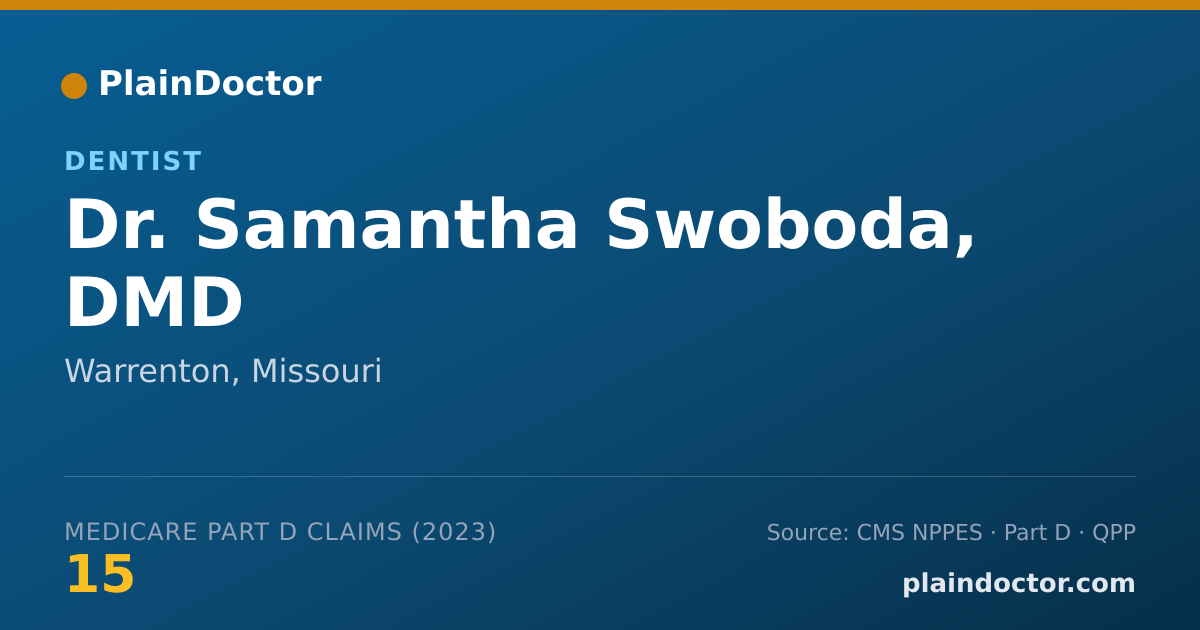 Shareable card for Samantha Swoboda, DMD - Dentist, Warrenton, MO