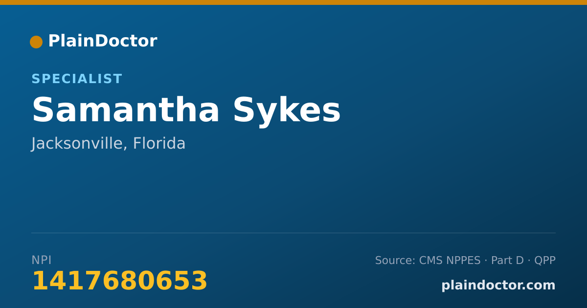 Shareable card for Samantha Sykes - Specialist, Jacksonville, FL