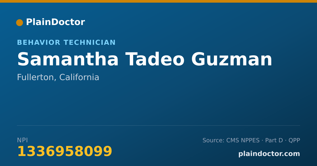 Shareable card for Samantha Tadeo Guzman - Behavior Technician, Fullerton, CA
