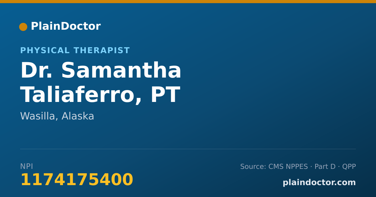 Shareable card for Samantha Taliaferro, PT - Physical Therapist, Wasilla, AK