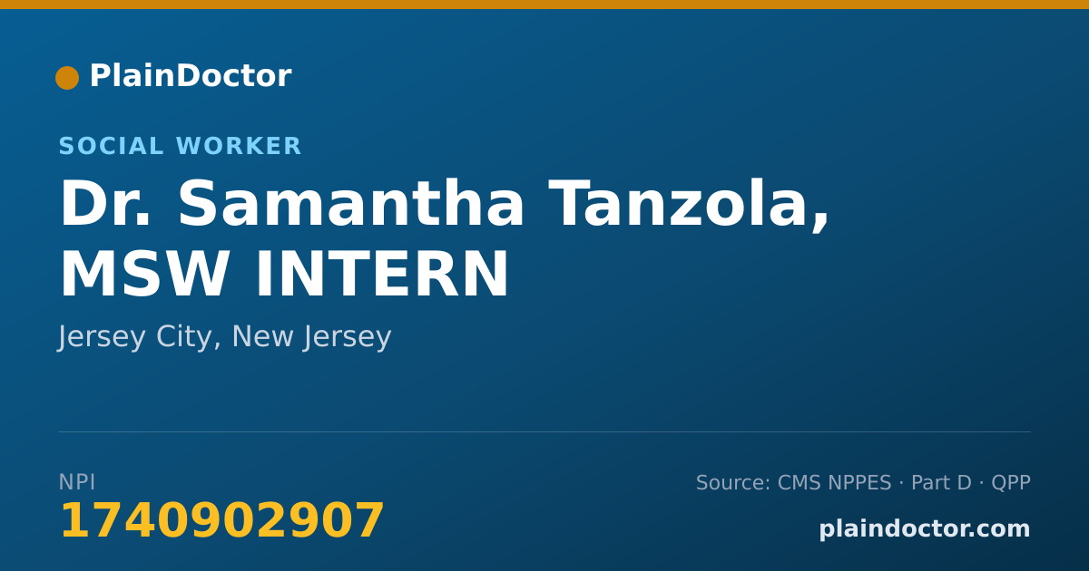 Shareable card for Samantha Tanzola, MSW INTERN - Social Worker, Jersey City, NJ