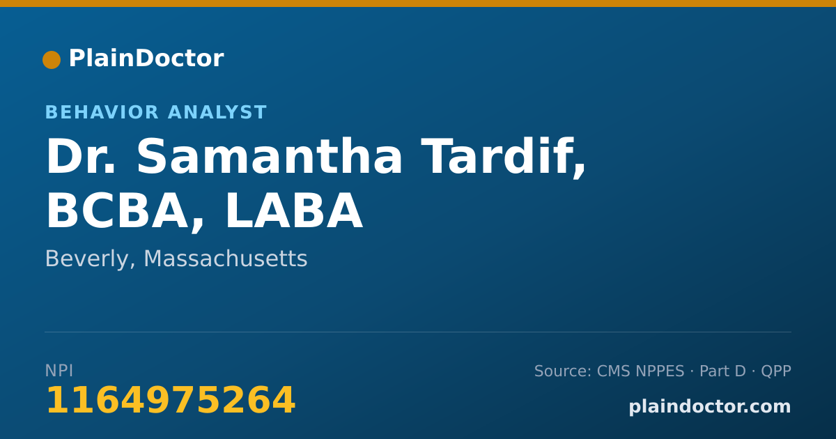 Shareable card for Samantha Tardif, BCBA, LABA - Behavior Analyst, Beverly, MA