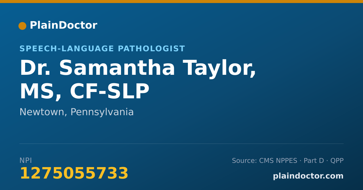 Shareable card for Samantha Taylor, MS, CF-SLP - Speech-Language Pathologist, Newtown, PA