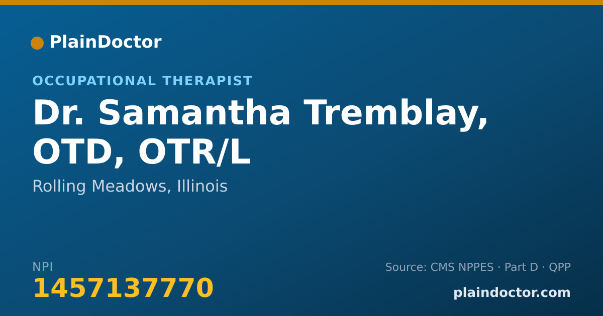 Shareable card for Samantha Tremblay, OTD, OTR/L - Occupational Therapist, Rolling Meadows, IL