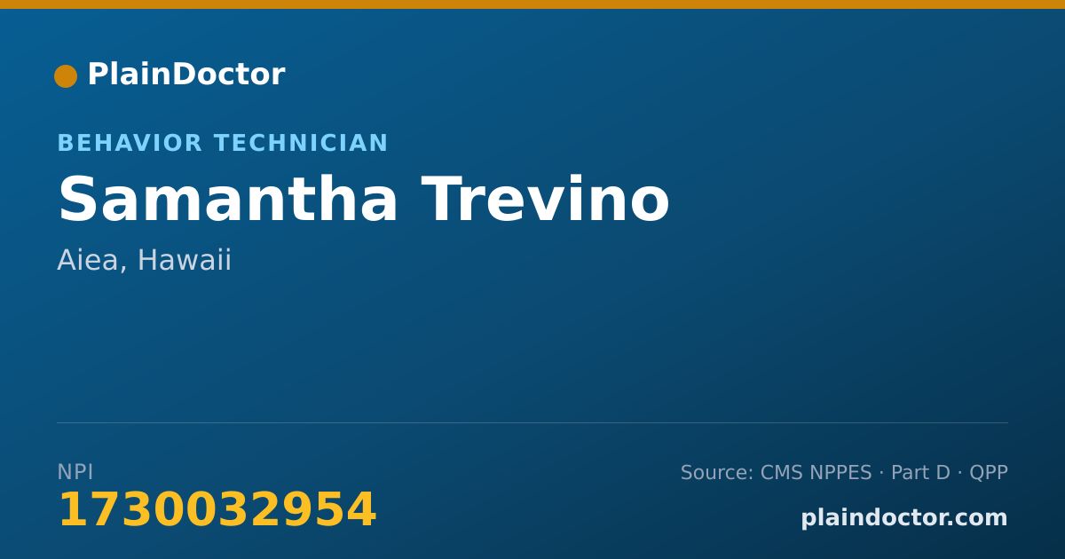 Shareable card for Samantha Trevino - Behavior Technician, Aiea, HI