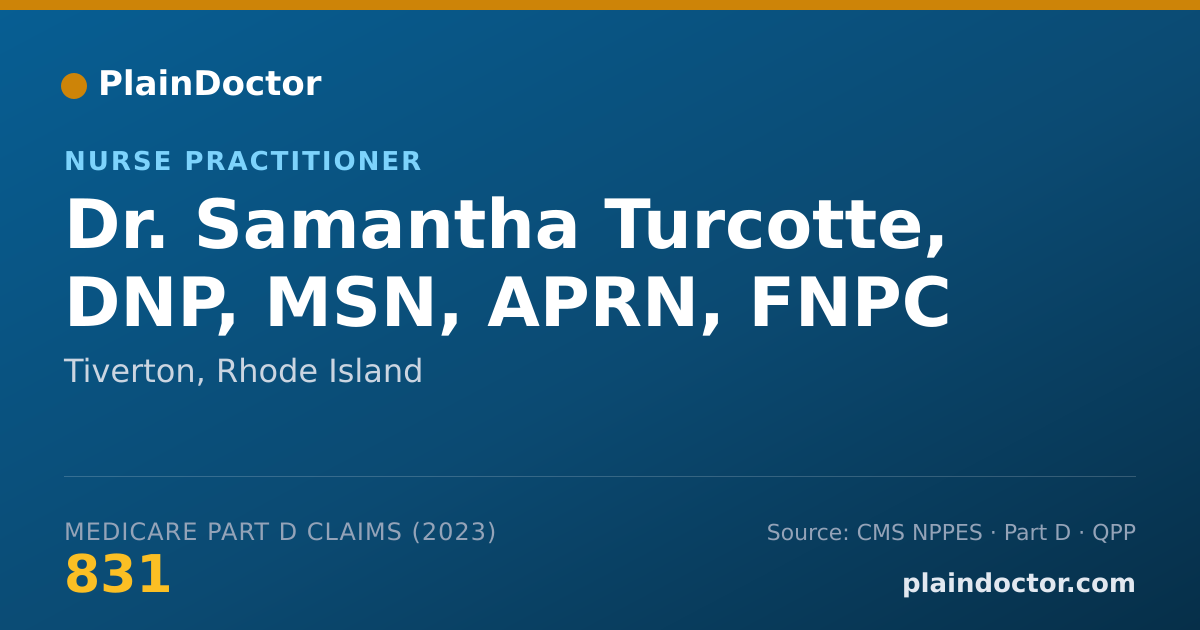 Shareable card for Samantha Turcotte, DNP, MSN, APRN, FNPC - Nurse Practitioner, Tiverton, RI