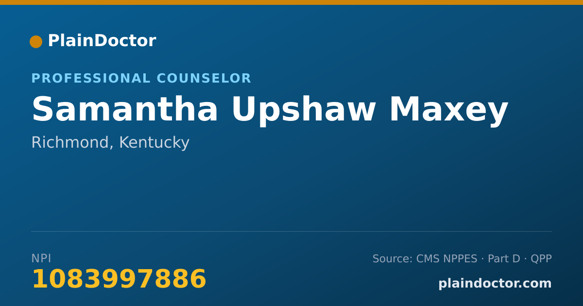 Shareable card for Samantha Upshaw Maxey - Professional Counselor, Richmond, KY