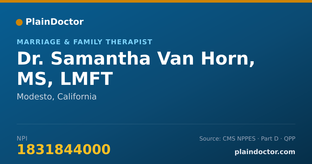 Shareable card for Samantha Van Horn, MS, LMFT - Marriage & Family Therapist, Modesto, CA