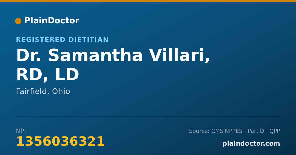 Shareable card for Samantha Villari, RD, LD - Registered Dietitian, Fairfield, OH