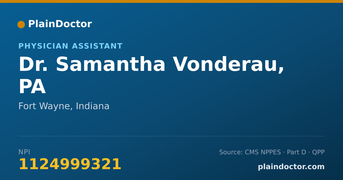 Shareable card for Samantha Vonderau, PA - Physician Assistant, Fort Wayne, IN