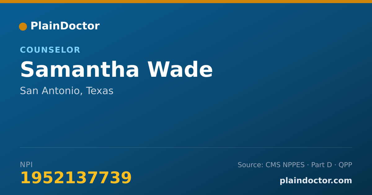 Shareable card for Samantha Wade - Counselor, San Antonio, TX