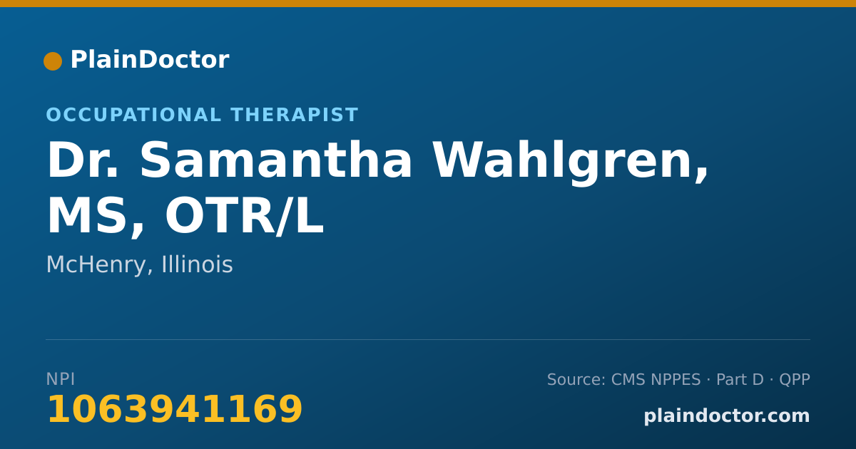 Shareable card for Samantha Wahlgren, MS, OTR/L - Occupational Therapist, McHenry, IL