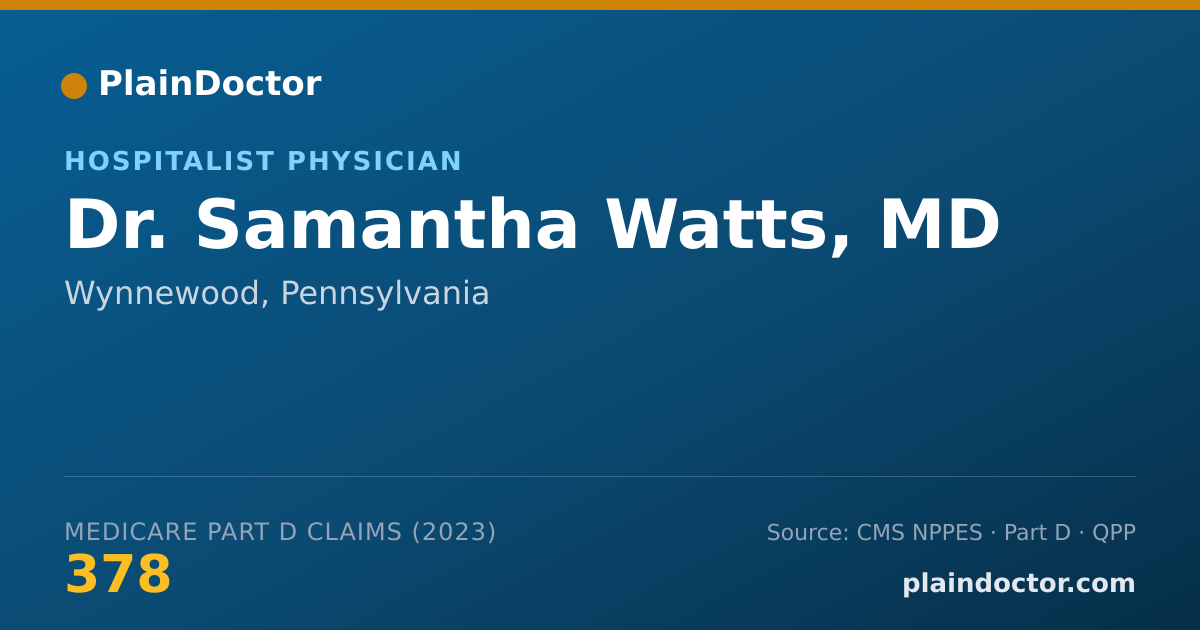 Shareable card for Samantha Watts, MD - Hospitalist Physician, Wynnewood, PA