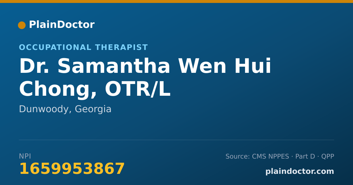 Shareable card for Samantha Wen Hui Chong, OTR/L - Occupational Therapist, Dunwoody, GA