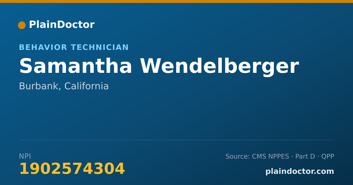 Shareable card for Samantha Wendelberger - Behavior Technician, Burbank, CA