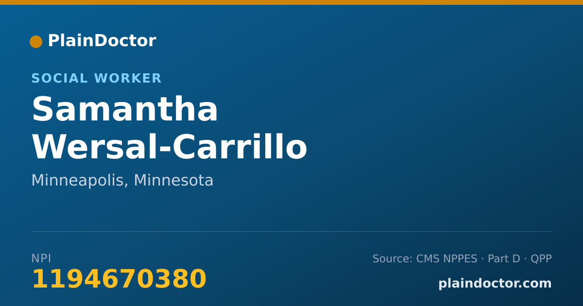 Shareable card for Samantha Wersal-Carrillo - Social Worker, Minneapolis, MN