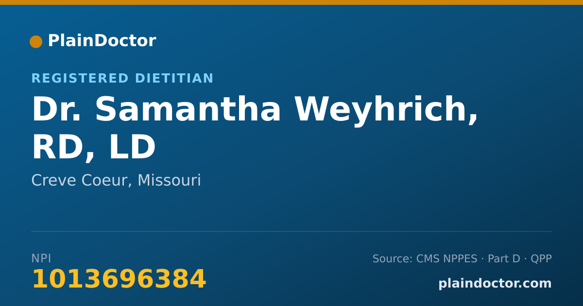 Shareable card for Samantha Weyhrich, RD, LD - Registered Dietitian, Creve Coeur, MO