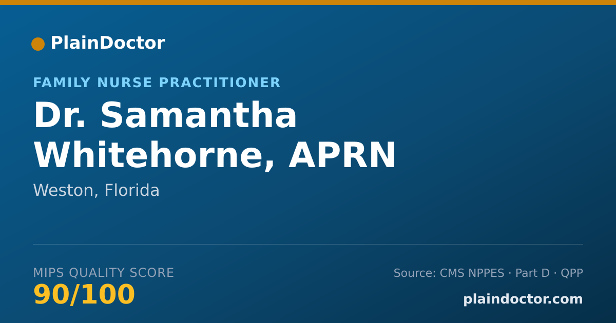 Shareable card for Samantha Whitehorne, APRN - Family Nurse Practitioner, Weston, FL