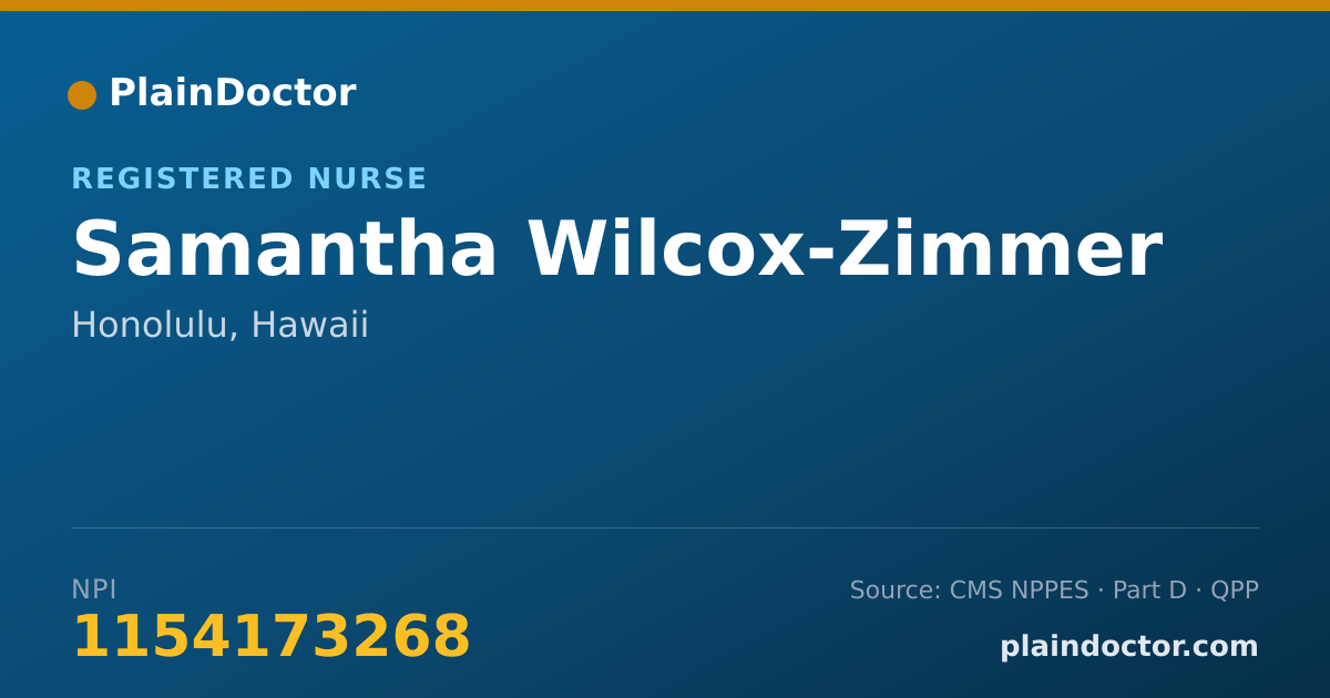 Shareable card for Samantha Wilcox-Zimmer - Registered Nurse, Honolulu, HI