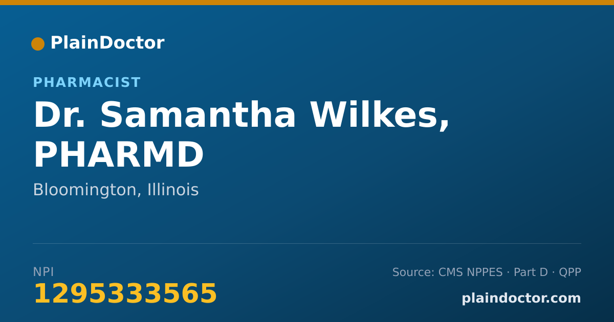 Shareable card for Samantha Wilkes, PHARMD - Pharmacist, Bloomington, IL