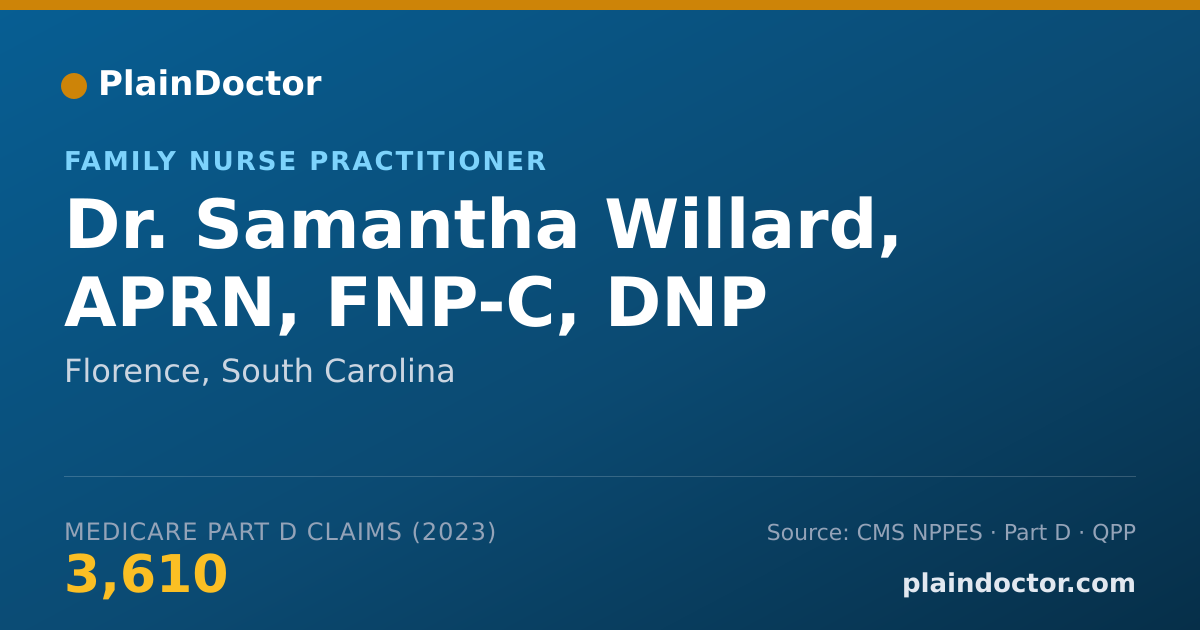 Shareable card for Samantha Willard, APRN, FNP-C, DNP - Family Nurse Practitioner, Florence, SC