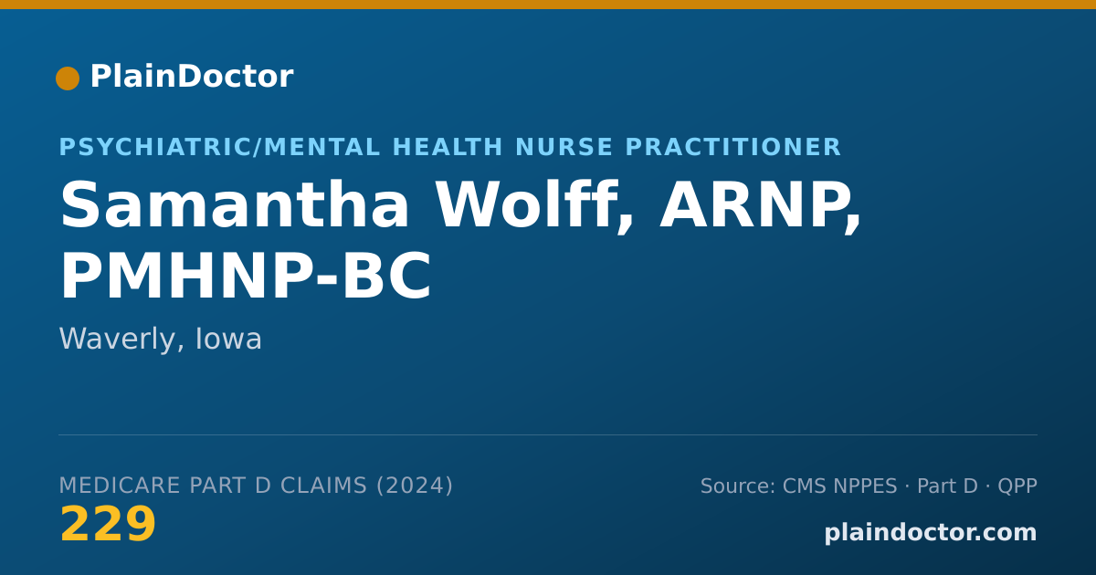 Shareable card for Samantha Wolff, ARNP, PMHNP-BC - Psychiatric/Mental Health Nurse Practitioner, Waverly, IA
