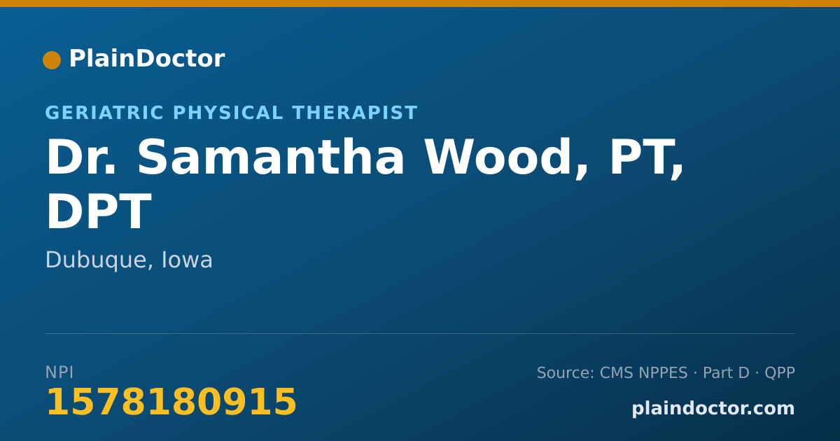 Shareable card for Samantha Wood, PT, DPT - Geriatric Physical Therapist, Dubuque, IA