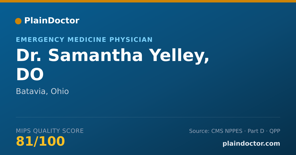 Shareable card for Samantha Yelley, DO - Emergency Medicine Physician, Batavia, OH