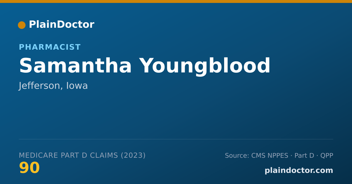 Shareable card for Samantha Youngblood - Pharmacist, Jefferson, IA
