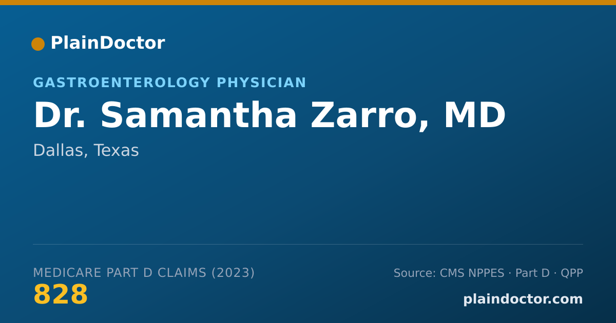 Shareable card for Samantha Zarro, MD - Gastroenterology Physician, Dallas, TX