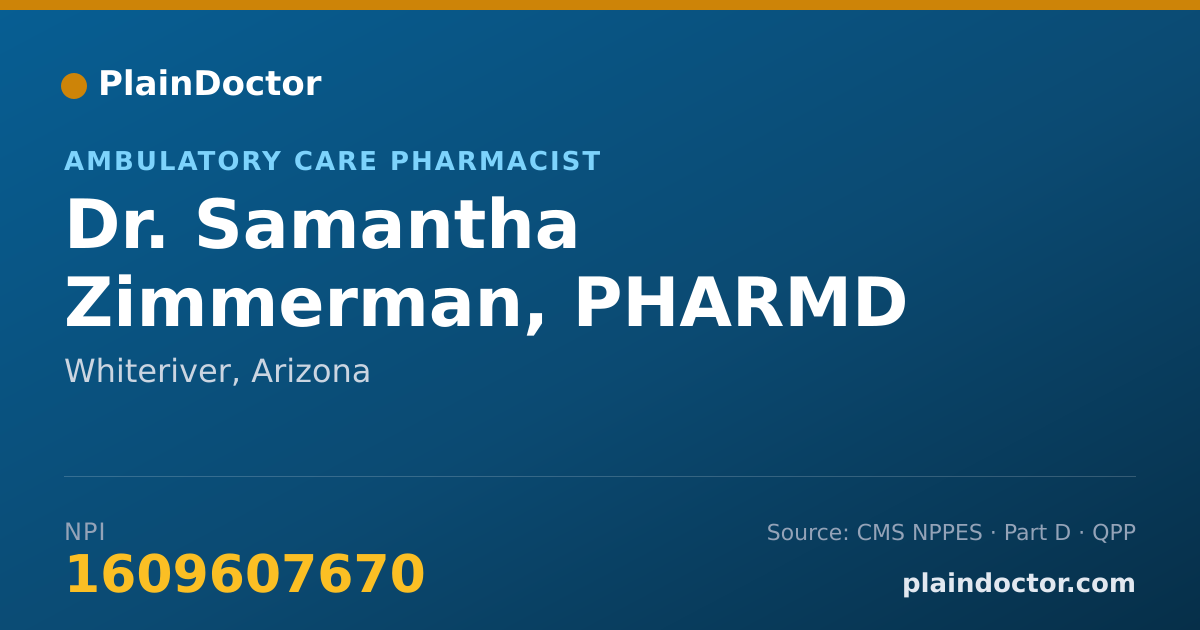 Shareable card for Samantha Zimmerman, PHARMD - Ambulatory Care Pharmacist, Whiteriver, AZ