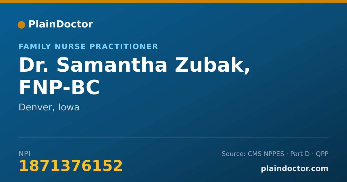 Shareable card for Samantha Zubak, FNP-BC - Family Nurse Practitioner, Denver, IA