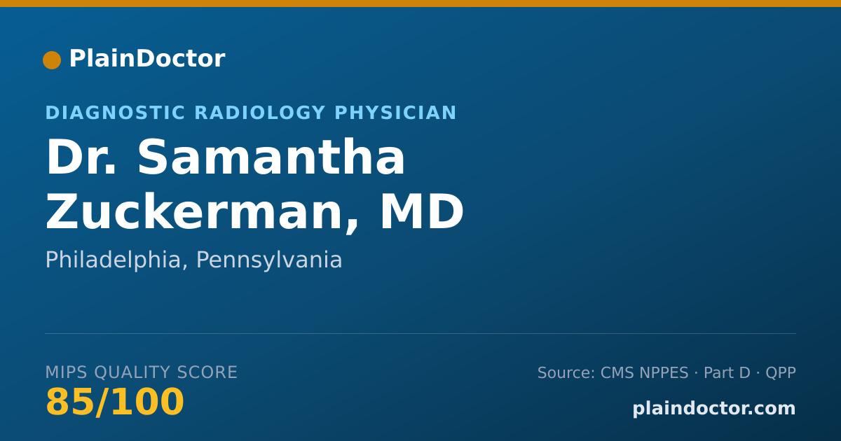 Shareable card for Samantha Zuckerman, MD - Diagnostic Radiology Physician, Philadelphia, PA