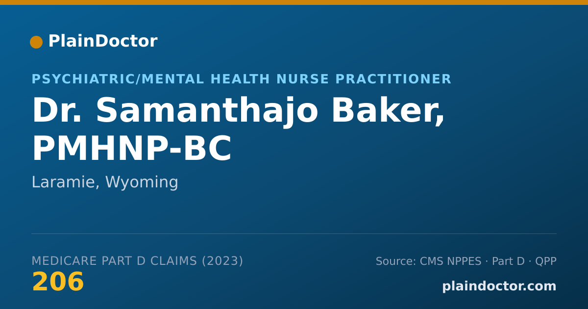 Shareable card for Samanthajo Baker, PMHNP-BC - Psychiatric/Mental Health Nurse Practitioner, Laramie, WY