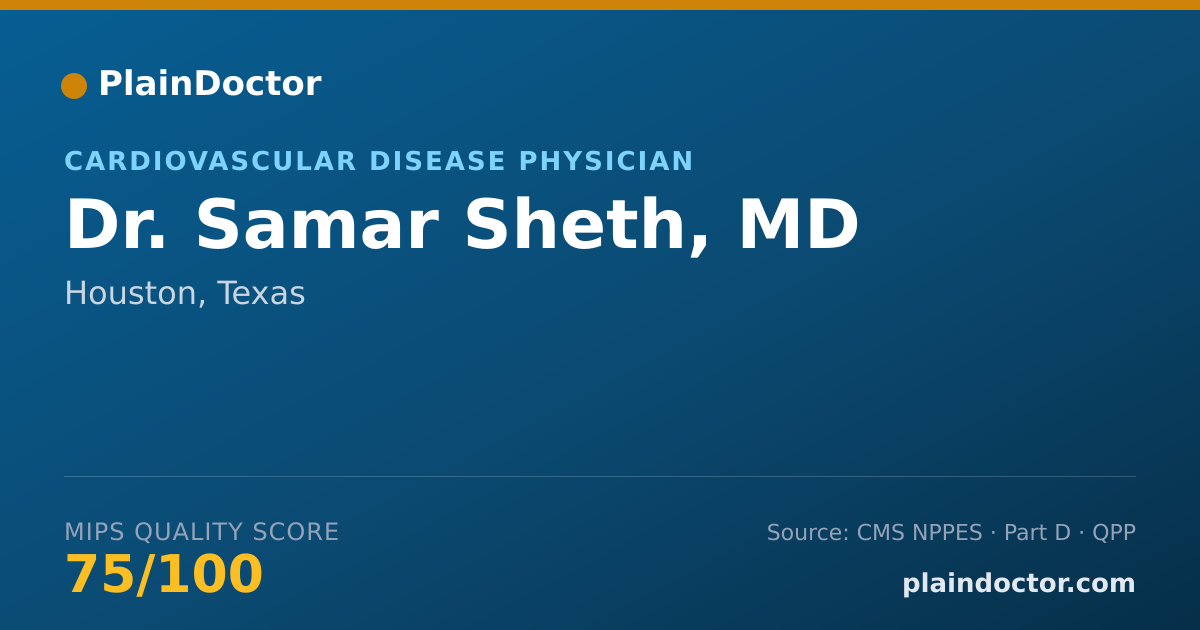 Shareable card for Samar Sheth, MD - Cardiovascular Disease Physician, Houston, TX