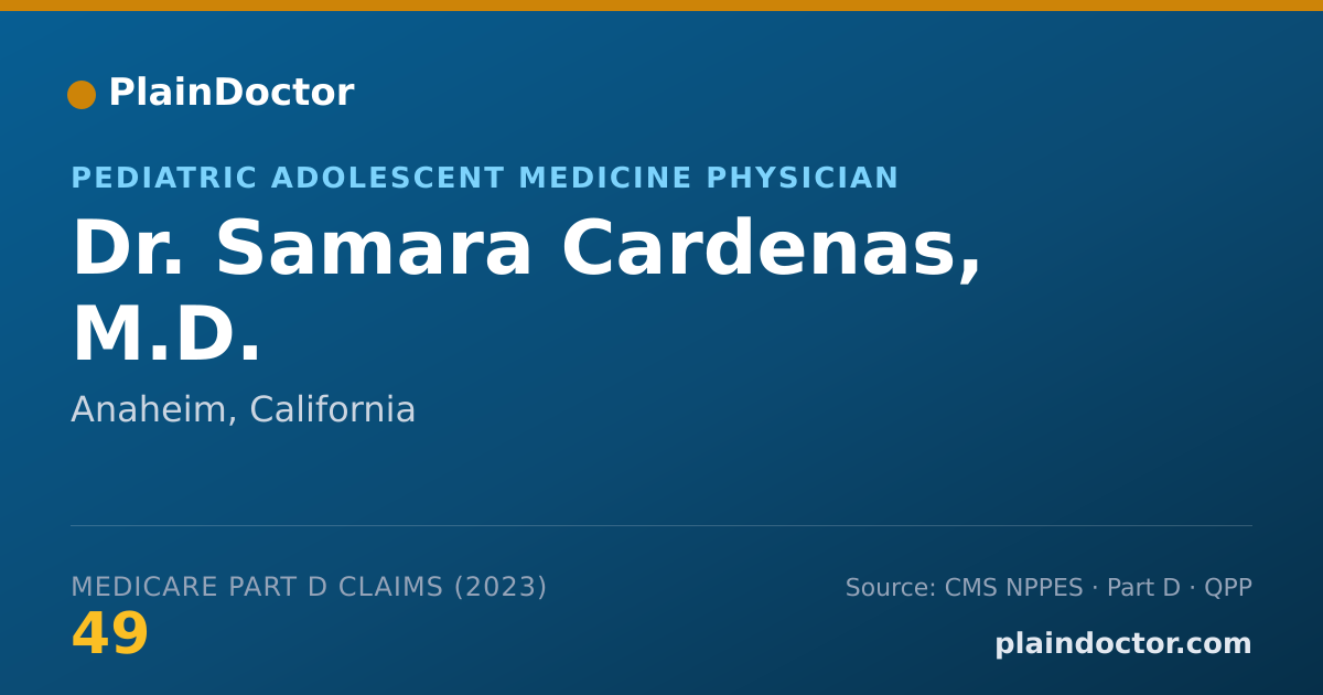 Shareable card for Samara Cardenas, M.D. - Pediatric Adolescent Medicine Physician, Anaheim, CA
