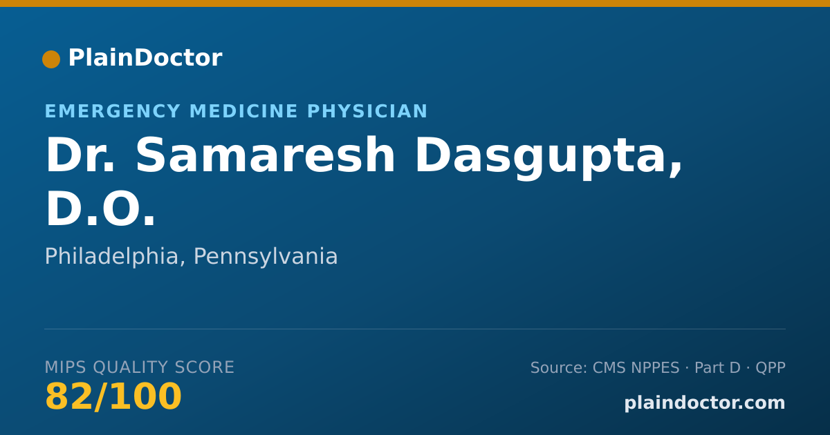 Shareable card for Samaresh Dasgupta, D.O. - Emergency Medicine Physician, Philadelphia, PA