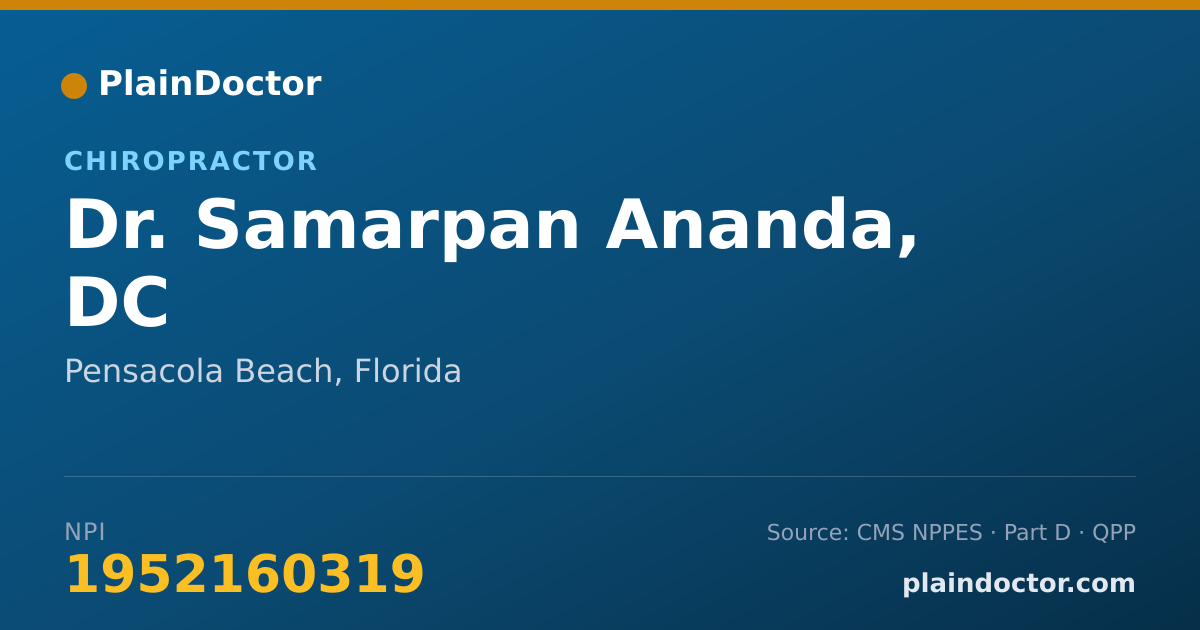 Shareable card for Samarpan Ananda, DC - Chiropractor, Pensacola Beach, FL