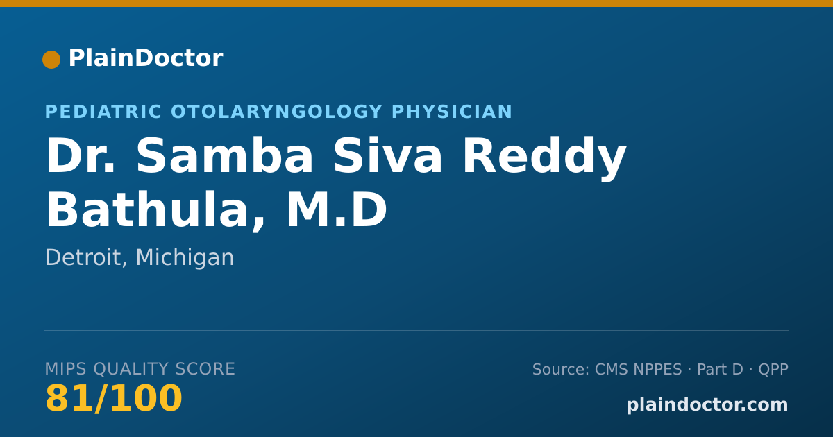 Shareable card for Samba Siva Reddy Bathula, M.D - Pediatric Otolaryngology Physician, Detroit, MI