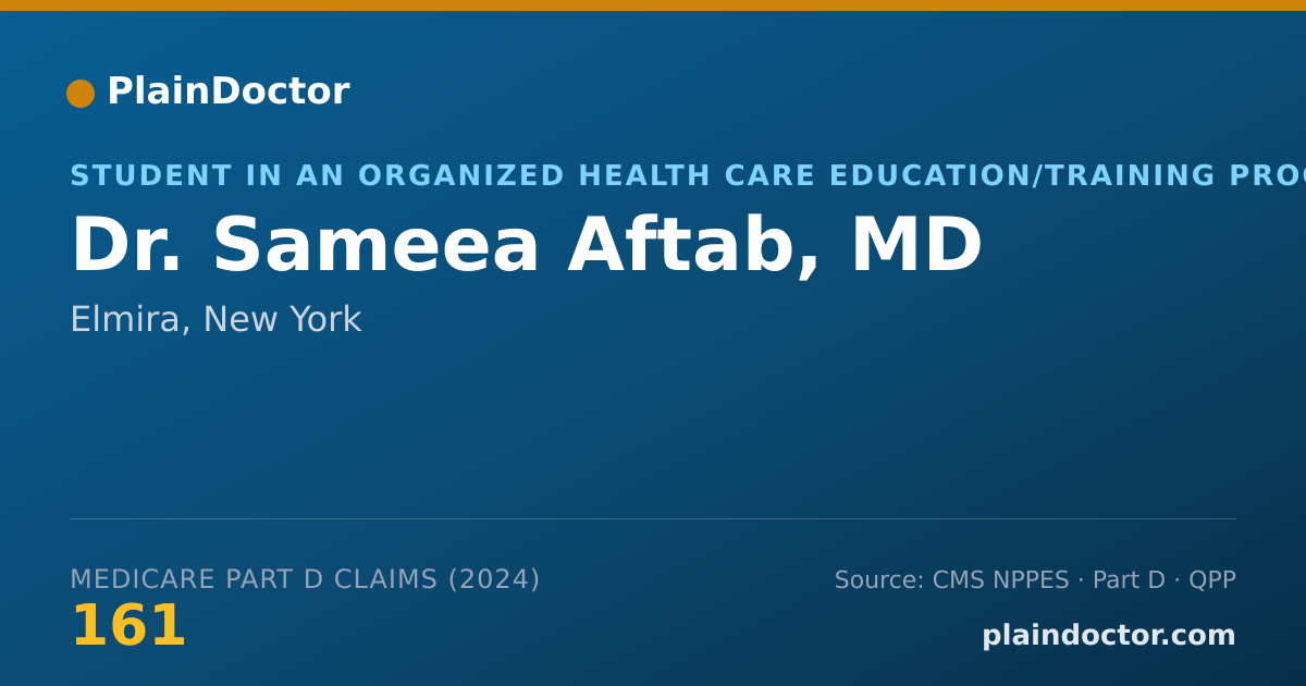 Shareable card for Sameea Aftab, MD - Student in an Organized Health Care Education/Training Program, Elmira, NY