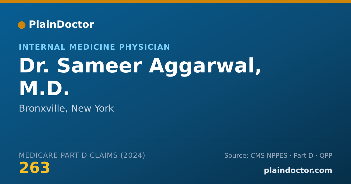 Shareable card for Sameer Aggarwal, M.D. - Internal Medicine Physician, Bronxville, NY