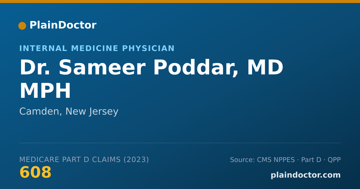 Shareable card for Sameer Poddar, MD MPH - Internal Medicine Physician, Camden, NJ