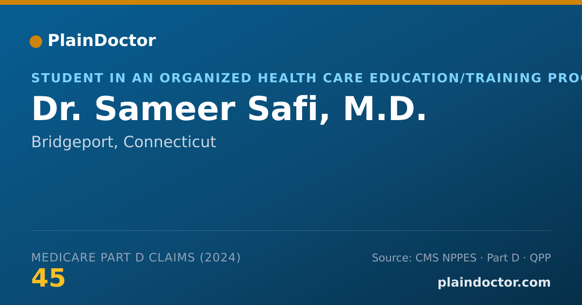 Shareable card for Sameer Safi, M.D. - Student in an Organized Health Care Education/Training Program, Bridgeport, CT