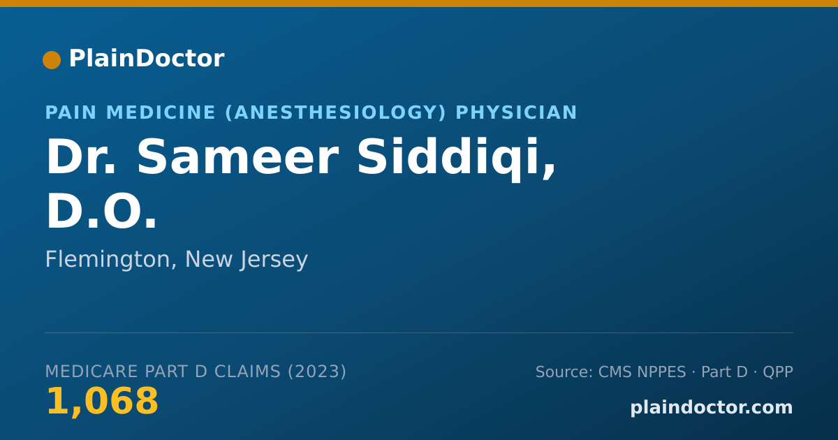 Shareable card for Sameer Siddiqi, D.O. - Pain Medicine (Anesthesiology) Physician, Flemington, NJ