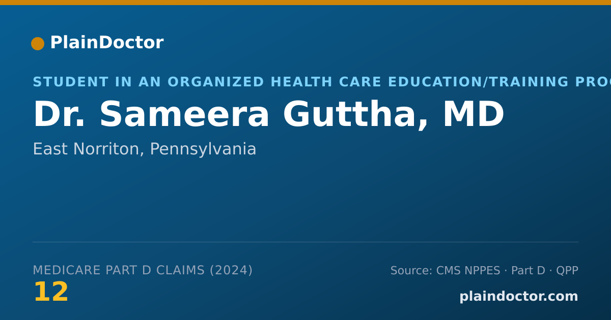 Shareable card for Sameera Guttha, MD - Student in an Organized Health Care Education/Training Program, East Norriton, PA