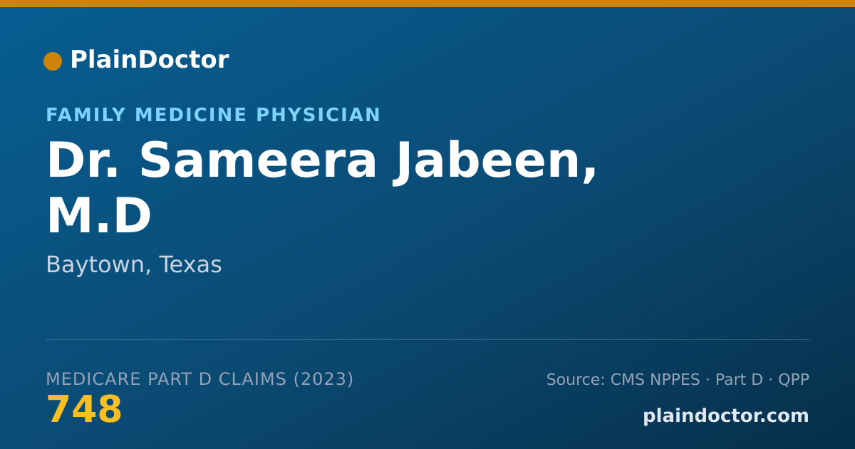 Shareable card for Sameera Jabeen, M.D - Family Medicine Physician, Baytown, TX