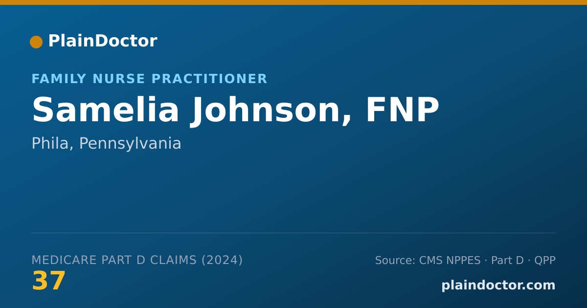 Shareable card for Samelia Johnson, FNP - Family Nurse Practitioner, Philadelphia, PA