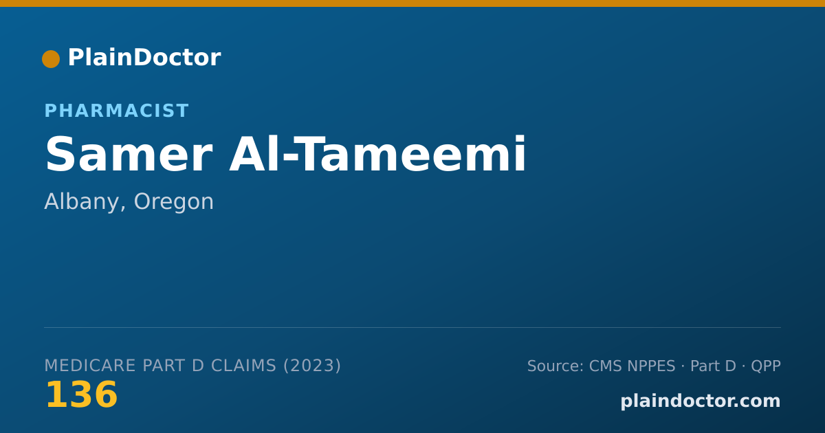 Shareable card for Samer Al-Tameemi - Pharmacist, Albany, OR